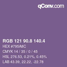 カラーコード: RGB 121 90.8 140.4 | qconv.com