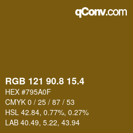 カラーコード: RGB 121 90.8 15.4 | qconv.com