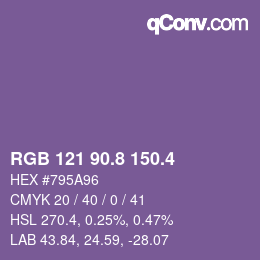 カラーコード: RGB 121 90.8 150.4 | qconv.com