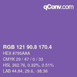 カラーコード: RGB 121 90.8 170.4 | qconv.com