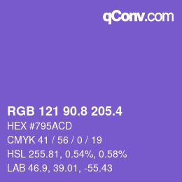 カラーコード: RGB 121 90.8 205.4 | qconv.com