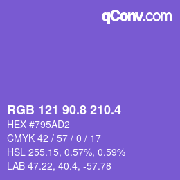 カラーコード: RGB 121 90.8 210.4 | qconv.com