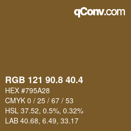 カラーコード: RGB 121 90.8 40.4 | qconv.com