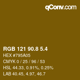 カラーコード: RGB 121 90.8 5.4 | qconv.com