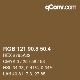 カラーコード: RGB 121 90.8 50.4 | qconv.com