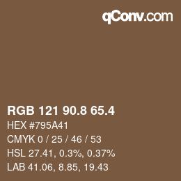 カラーコード: RGB 121 90.8 65.4 | qconv.com