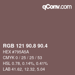 カラーコード: RGB 121 90.8 90.4 | qconv.com
