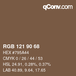 颜色代码: RGB 121 90 68 | qconv.com
