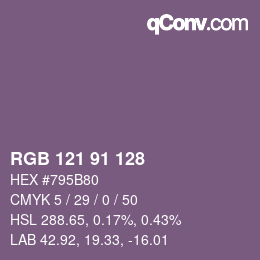 Color code: RGB 121 91 128 | qconv.com