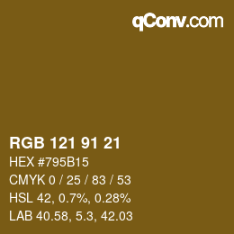 Color code: RGB 121 91 21 | qconv.com