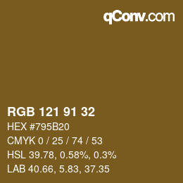 Color code: RGB 121 91 32 | qconv.com