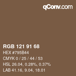 Farbcode: RGB 121 91 68 | qconv.com