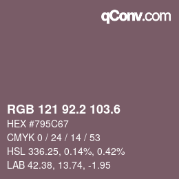 カラーコード: RGB 121 92.2 103.6 | qconv.com