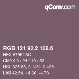 カラーコード: RGB 121 92.2 108.6 | qconv.com
