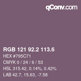 カラーコード: RGB 121 92.2 113.6 | qconv.com