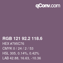 カラーコード: RGB 121 92.2 118.6 | qconv.com