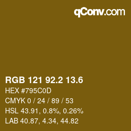 カラーコード: RGB 121 92.2 13.6 | qconv.com