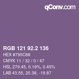Color code: RGB 121 92.2 136 | qconv.com