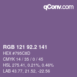 カラーコード: RGB 121 92.2 141 | qconv.com