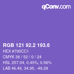 カラーコード: RGB 121 92.2 193.6 | qconv.com