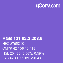 カラーコード: RGB 121 92.2 208.6 | qconv.com