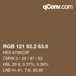 カラーコード: RGB 121 92.2 63.6 | qconv.com