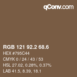 カラーコード: RGB 121 92.2 68.6 | qconv.com