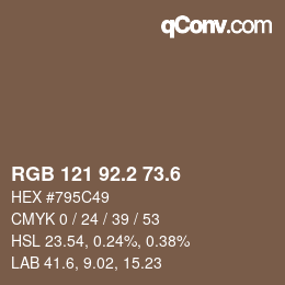 カラーコード: RGB 121 92.2 73.6 | qconv.com