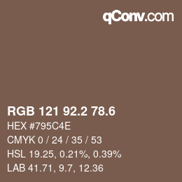 カラーコード: RGB 121 92.2 78.6 | qconv.com