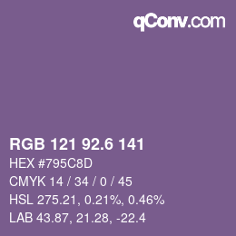 カラーコード: RGB 121 92.6 141 | qconv.com