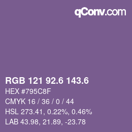 カラーコード: RGB 121 92.6 143.6 | qconv.com