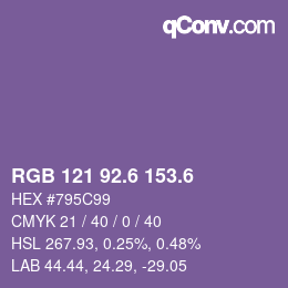 カラーコード: RGB 121 92.6 153.6 | qconv.com