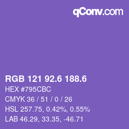 カラーコード: RGB 121 92.6 188.6 | qconv.com