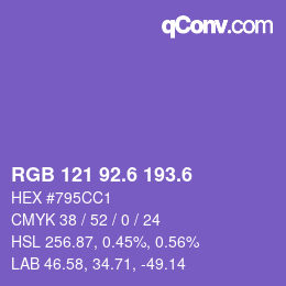 カラーコード: RGB 121 92.6 193.6 | qconv.com