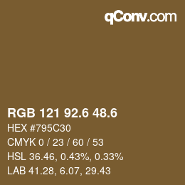 カラーコード: RGB 121 92.6 48.6 | qconv.com