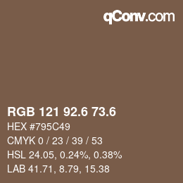カラーコード: RGB 121 92.6 73.6 | qconv.com
