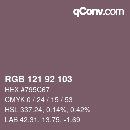 Color code: RGB 121 92 103 | qconv.com