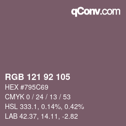 颜色代码: RGB 121 92 105 | qconv.com