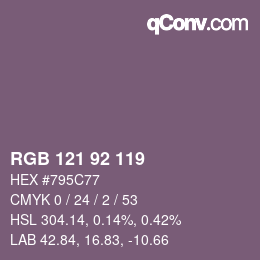 颜色代码: RGB 121 92 119 | qconv.com