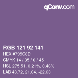 颜色代码: RGB 121 92 141 | qconv.com