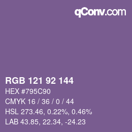 カラーコード: RGB 121 92 144 | qconv.com