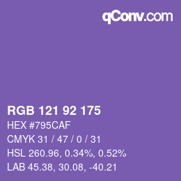 颜色代码: RGB 121 92 175 | qconv.com