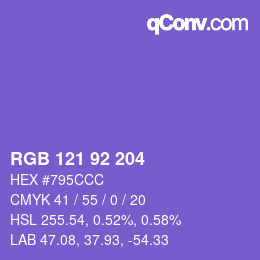 颜色代码: RGB 121 92 204 | qconv.com