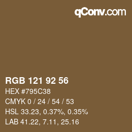 カラーコード: RGB 121 92 56 | qconv.com