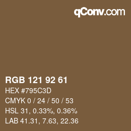 Color code: RGB 121 92 61 | qconv.com