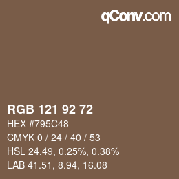 Color code: RGB 121 92 72 | qconv.com