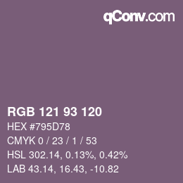 Color code: RGB 121 93 120 | qconv.com