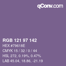 Color code: RGB 121 97 142 | qconv.com