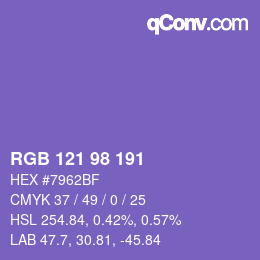 Código de color: RGB 121 98 191 | qconv.com