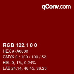 カラーコード: RGB 122.1 0 0 | qconv.com